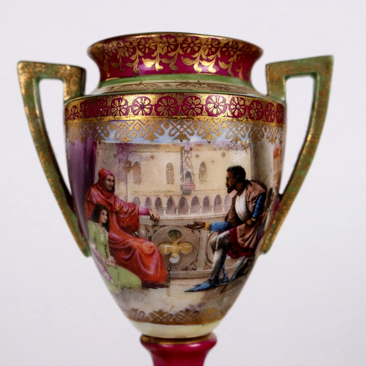 Vaso in porcellana policroma di Schellenberg's K.M., '800 3
