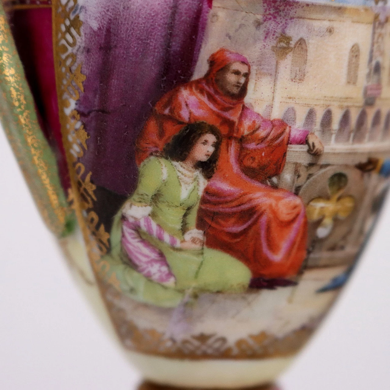 Vaso in porcellana policroma di Schellenberg's K.M., '800 4