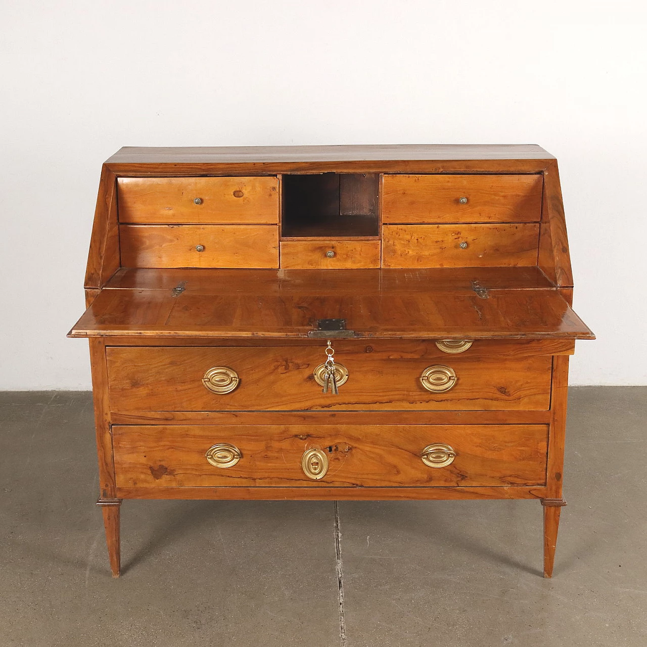 Flap desk with drawers in olive wood, 19 century 4