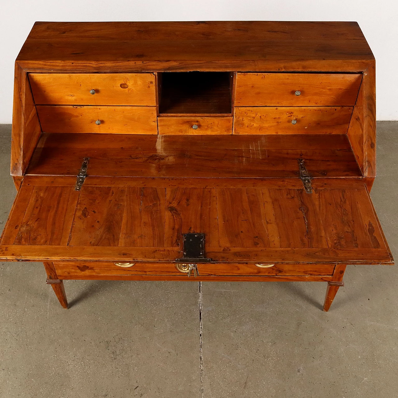 Flap desk with drawers in olive wood, 19 century 5