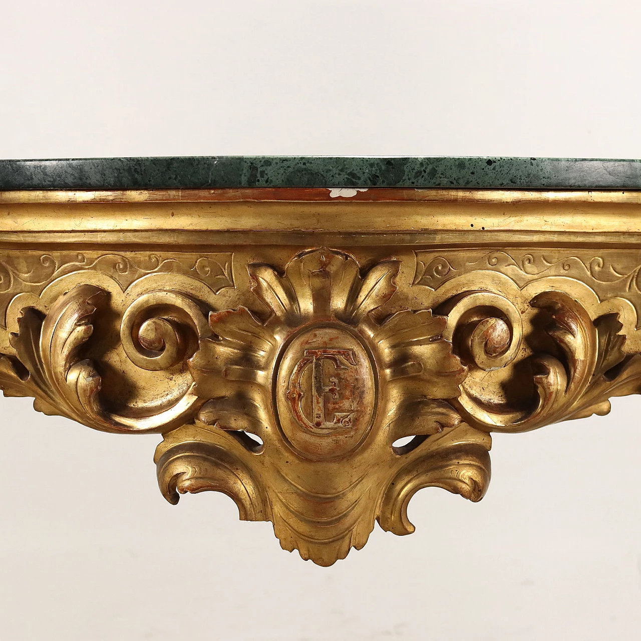 Neapolitan Baroque style console table with marble top, 19th century 5