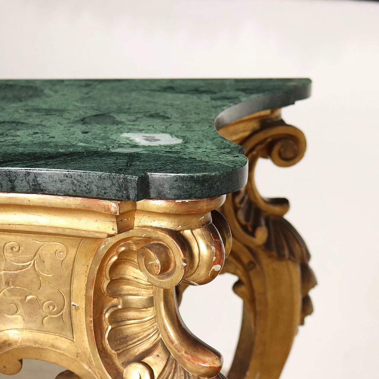 Neapolitan Baroque style console table with marble top, 19th century 6