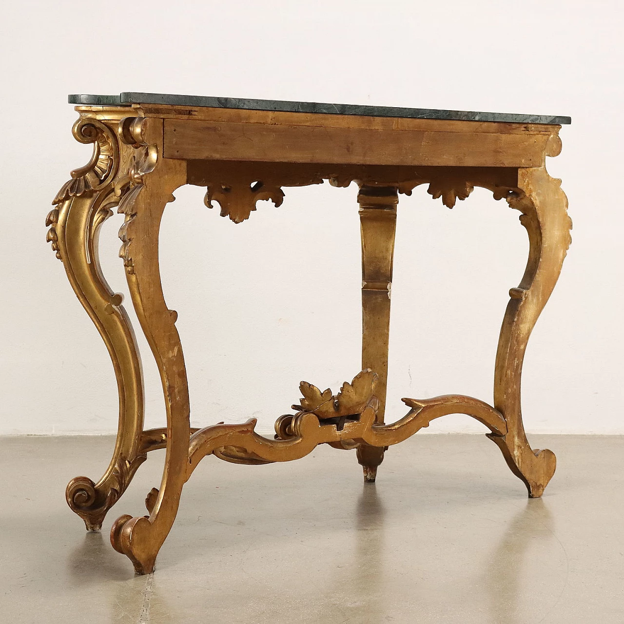 Neapolitan Baroque style console table with marble top, 19th century 10