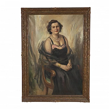 Giuseppe Mascarini, Female portrait, oil on canvas, 1950