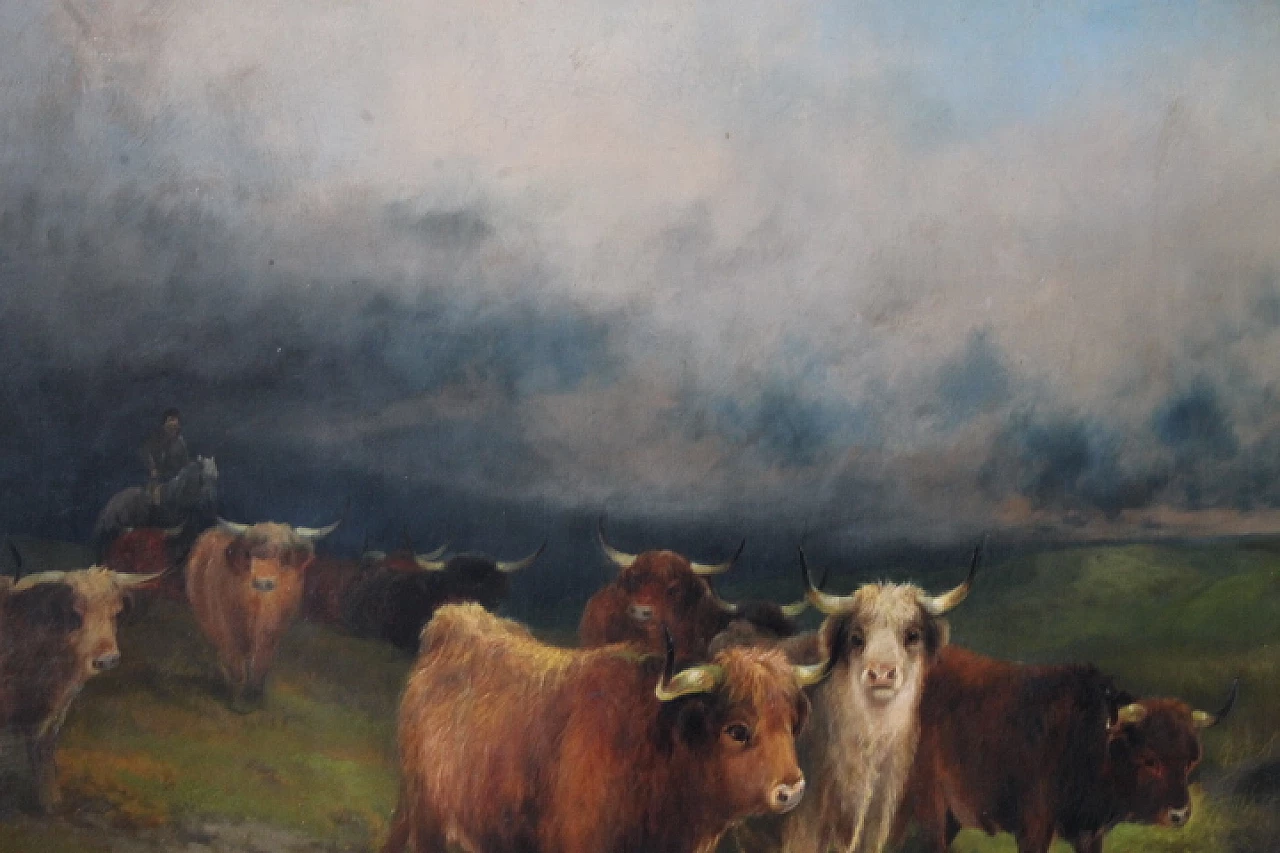Gibb Thomas Henr, Landscape with cows, oil on canvas, 1887 8