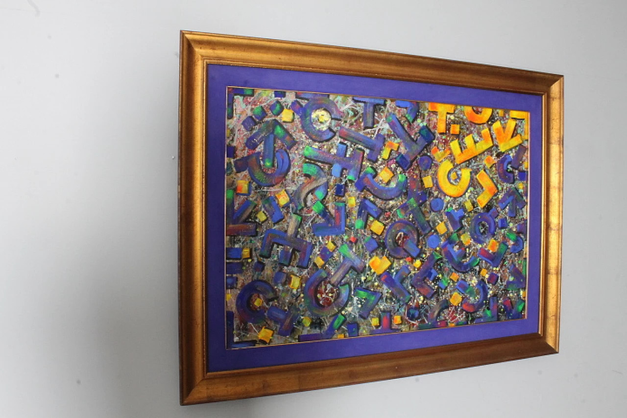 Abstract painting, polychrome enamel on panel, 1980s 1