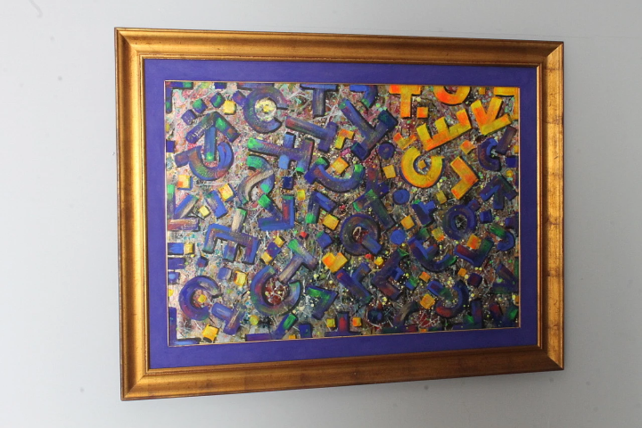 Abstract painting, polychrome enamel on panel, 1980s 2