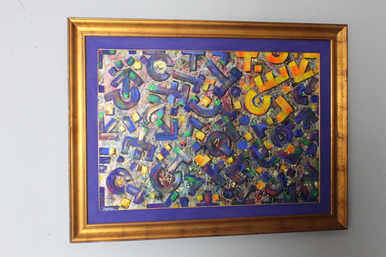 Abstract painting, polychrome enamel on panel, 1980s 9