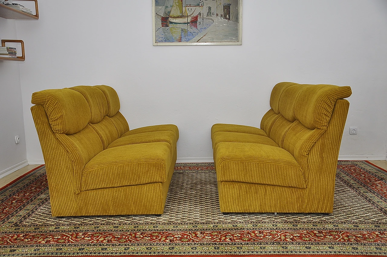 Six-module sofa in yellow corduroy, 1970s 2