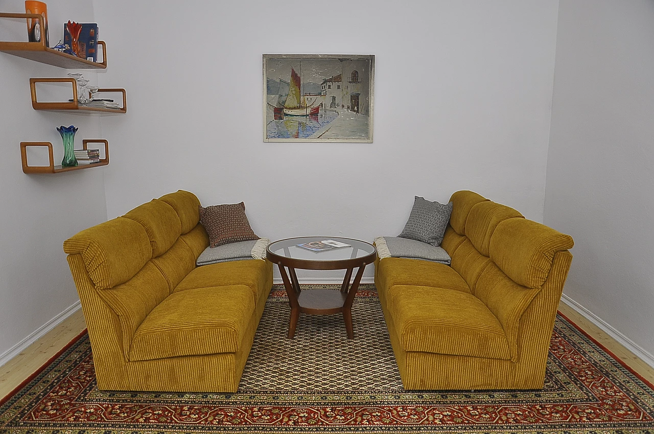 Six-module sofa in yellow corduroy, 1970s 3