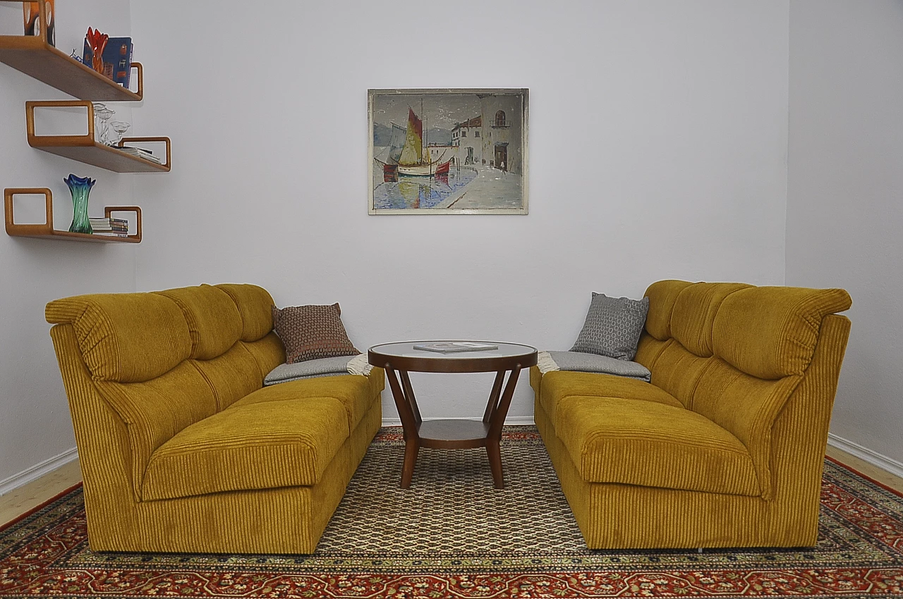 Six-module sofa in yellow corduroy, 1970s 6