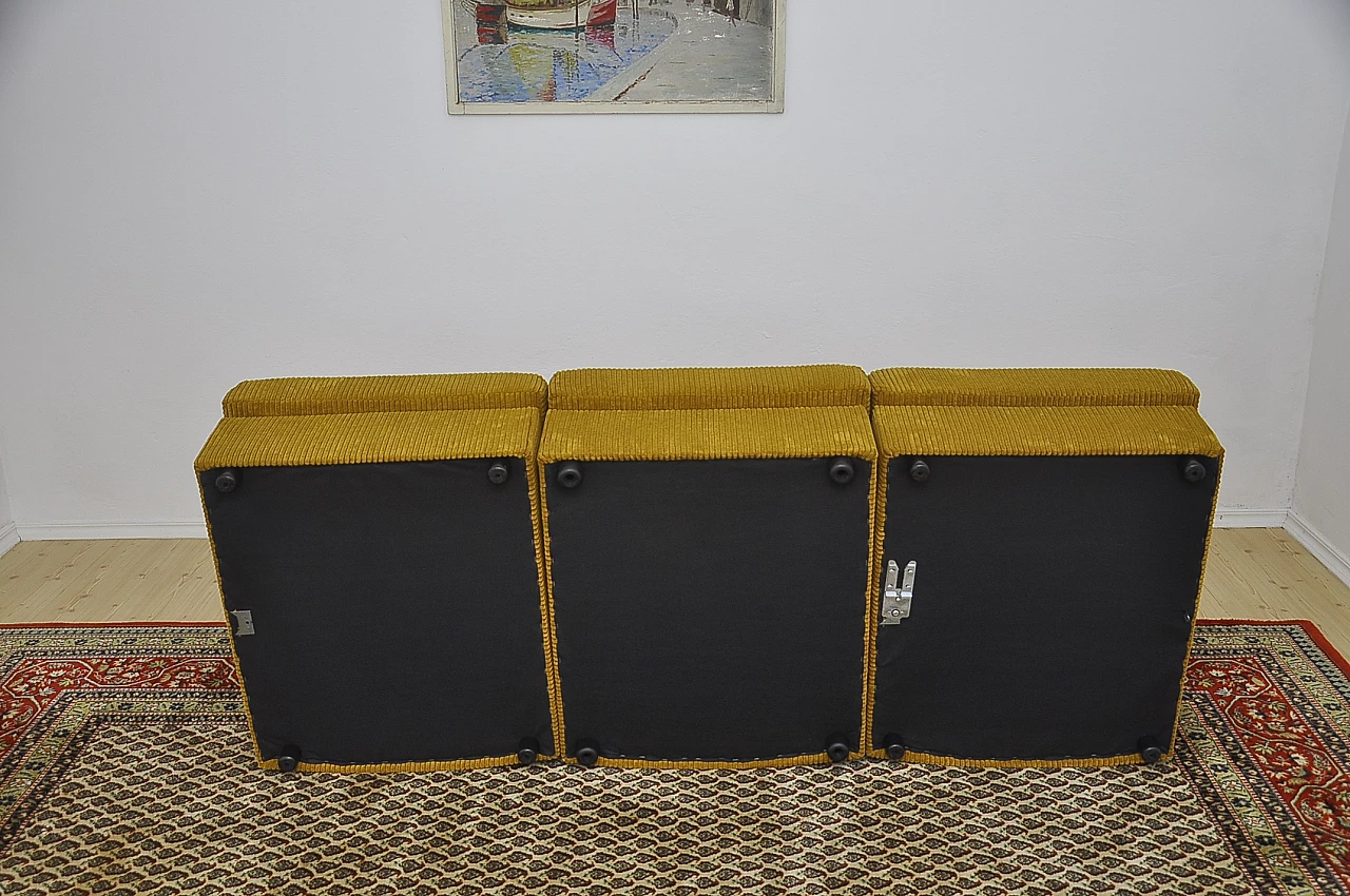Six-module sofa in yellow corduroy, 1970s 8