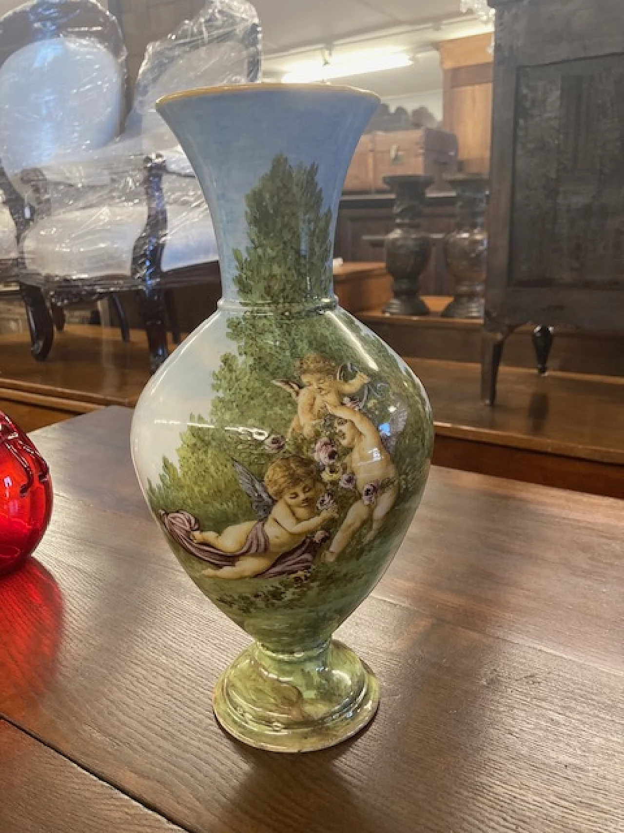 Vaso in maiolica con putti di Ginori, 1850 1