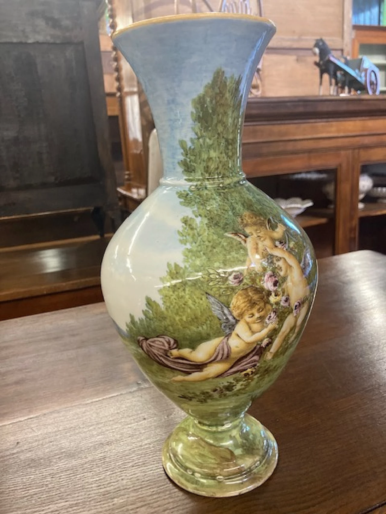 Majolica vase with putti by Ginori, 1850 8