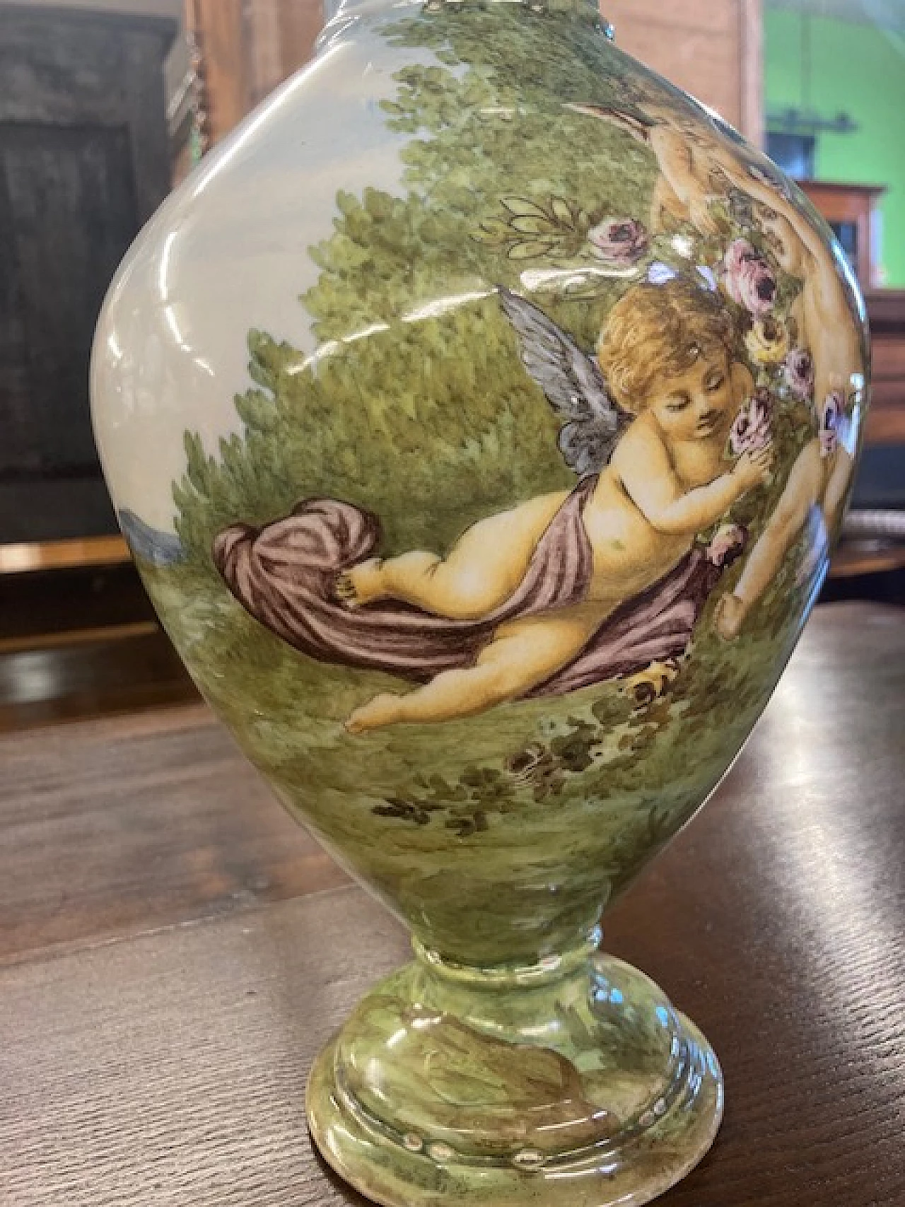 Majolica vase with putti by Ginori, 1850 9