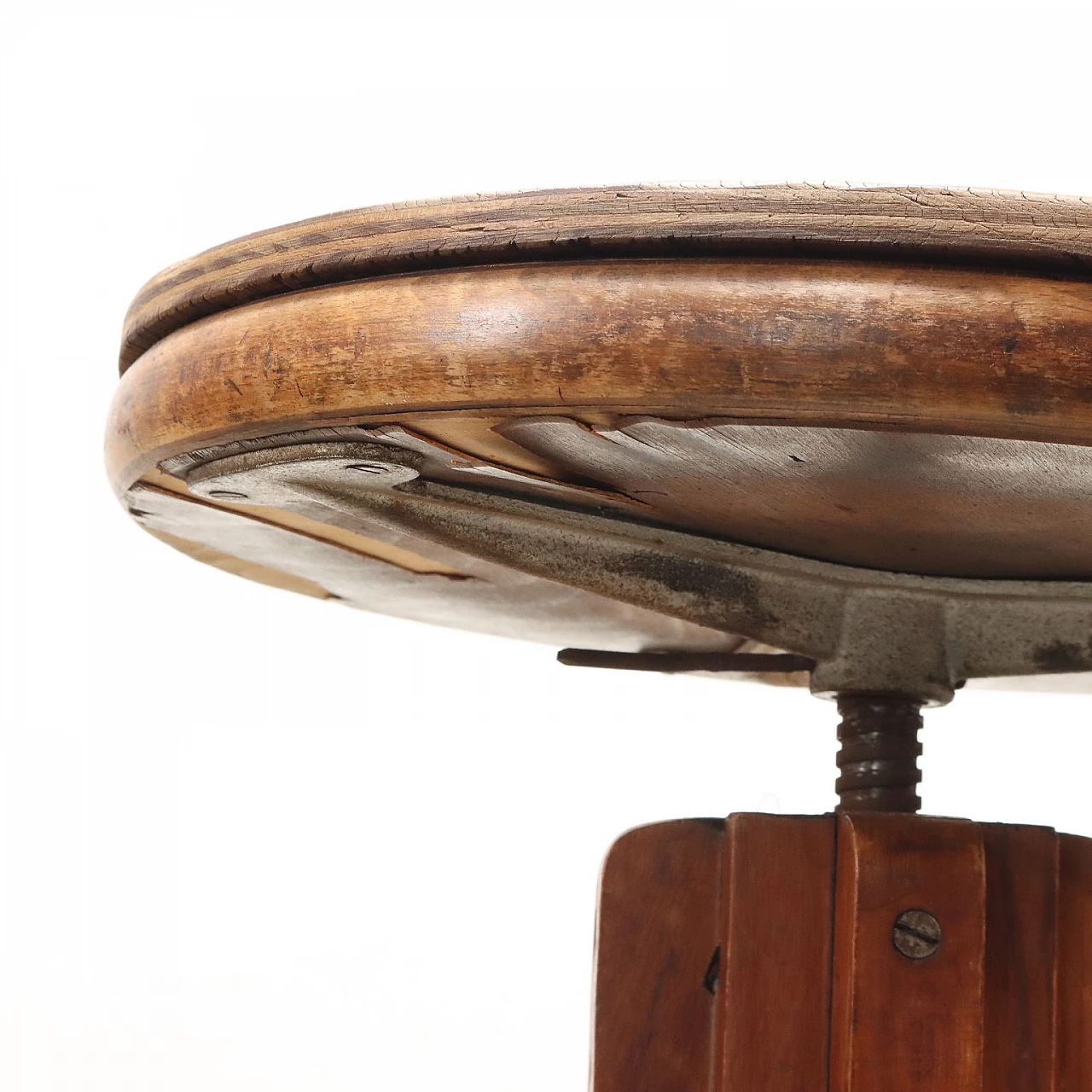 Stool in beechwood with metal footrest, 19th century 4