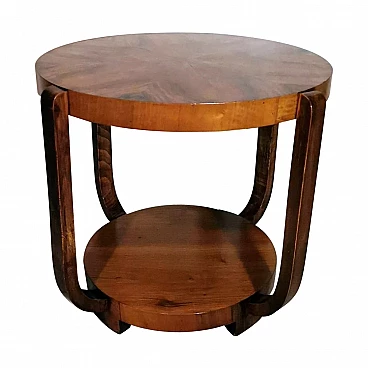Art Deco round walnut coffee table, 1930s