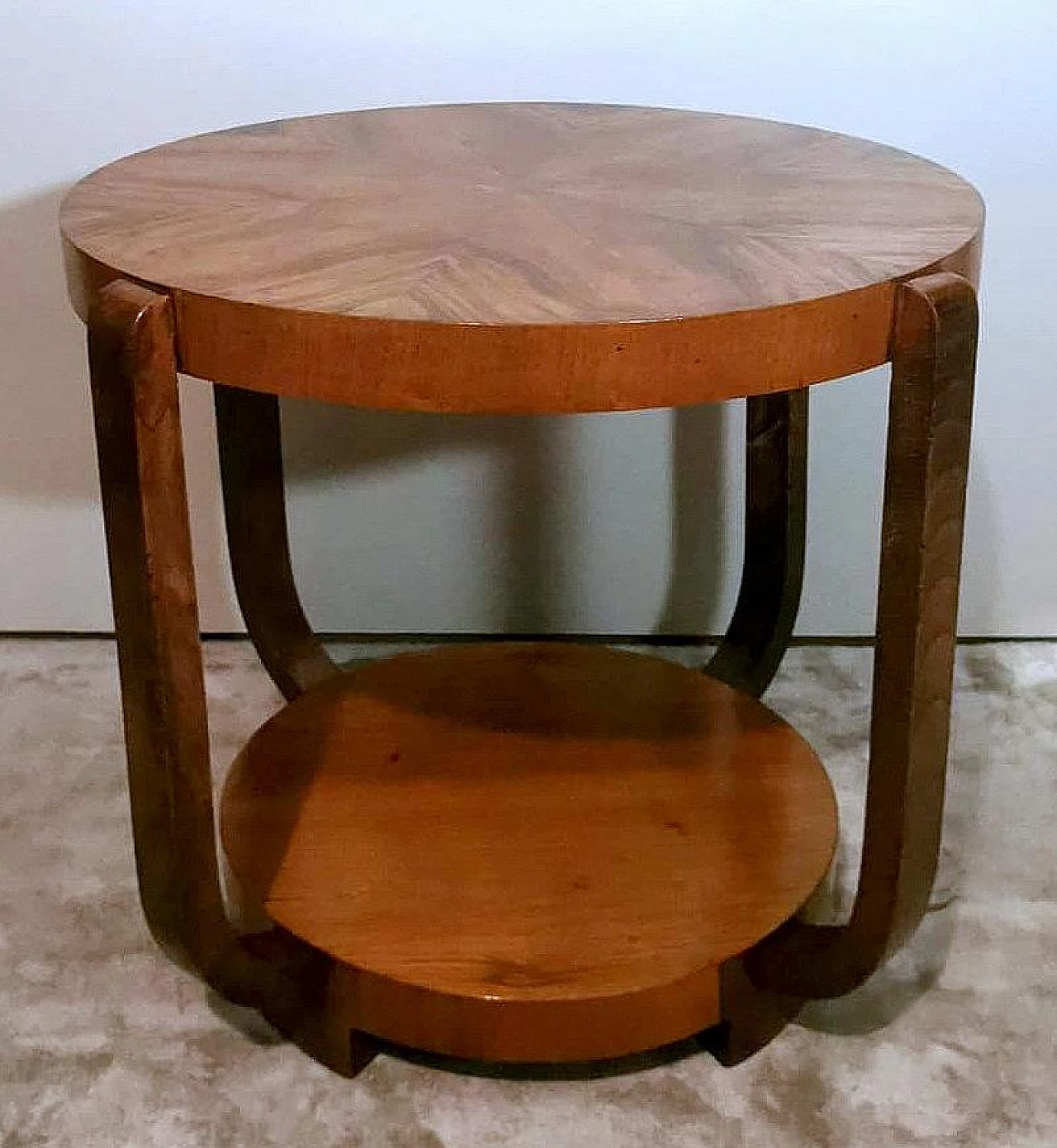 Art Deco round walnut coffee table, 1930s 2