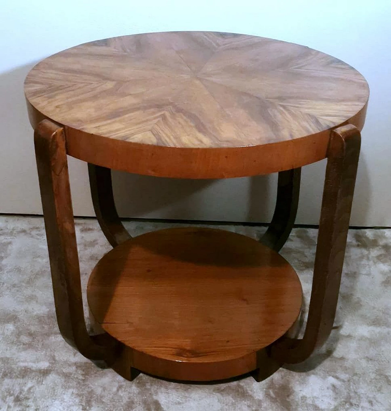 Art Deco round walnut coffee table, 1930s 3