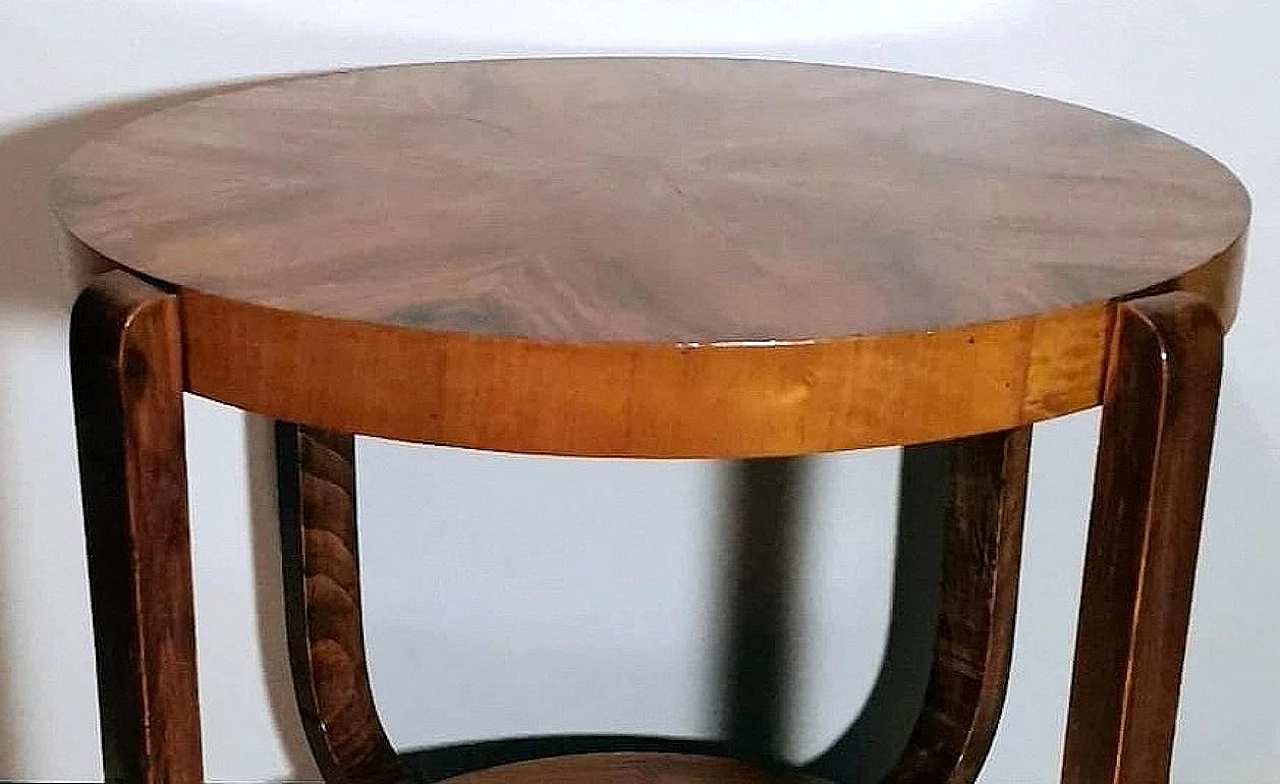 Art Deco round walnut coffee table, 1930s 8