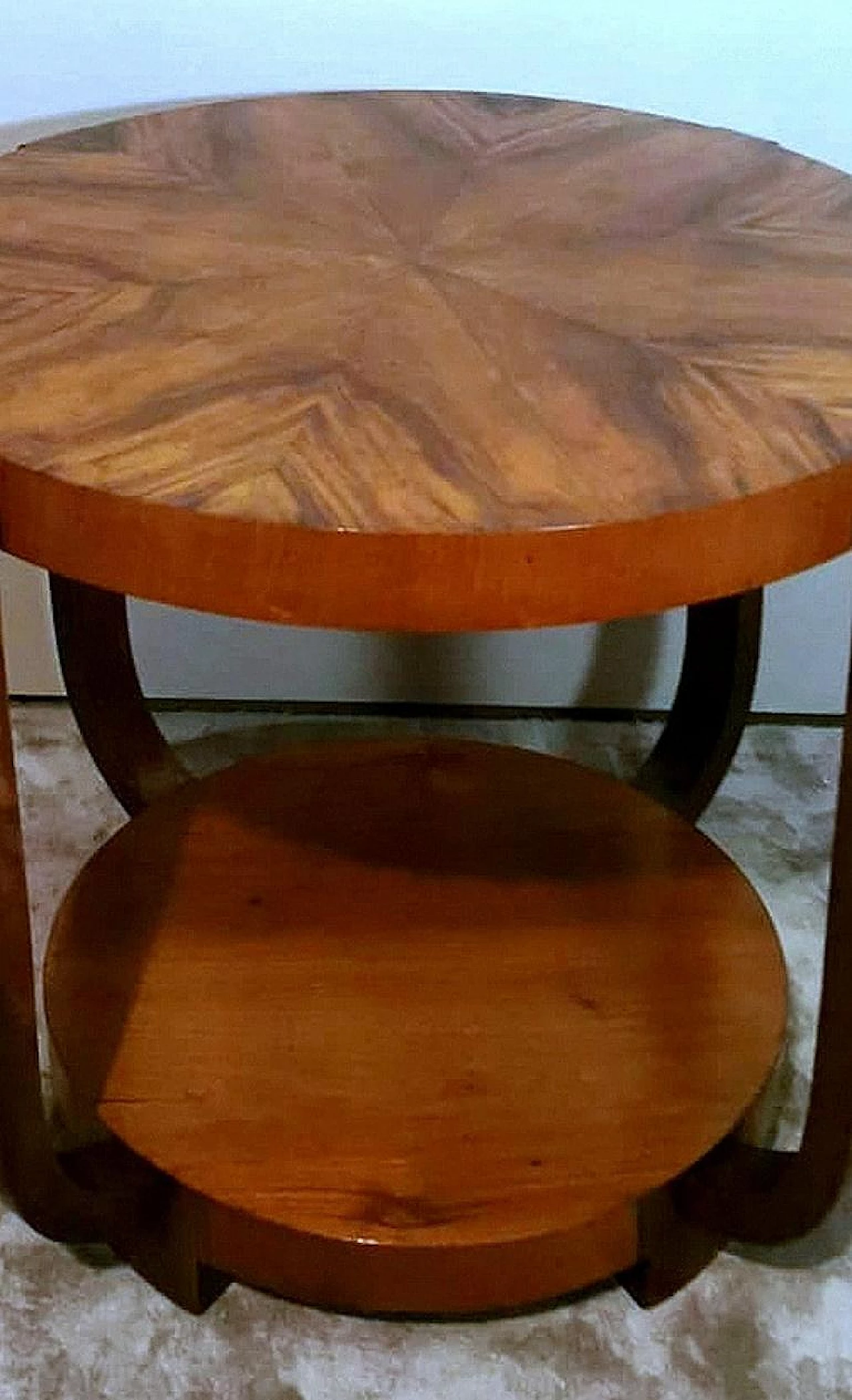 Art Deco round walnut coffee table, 1930s 12