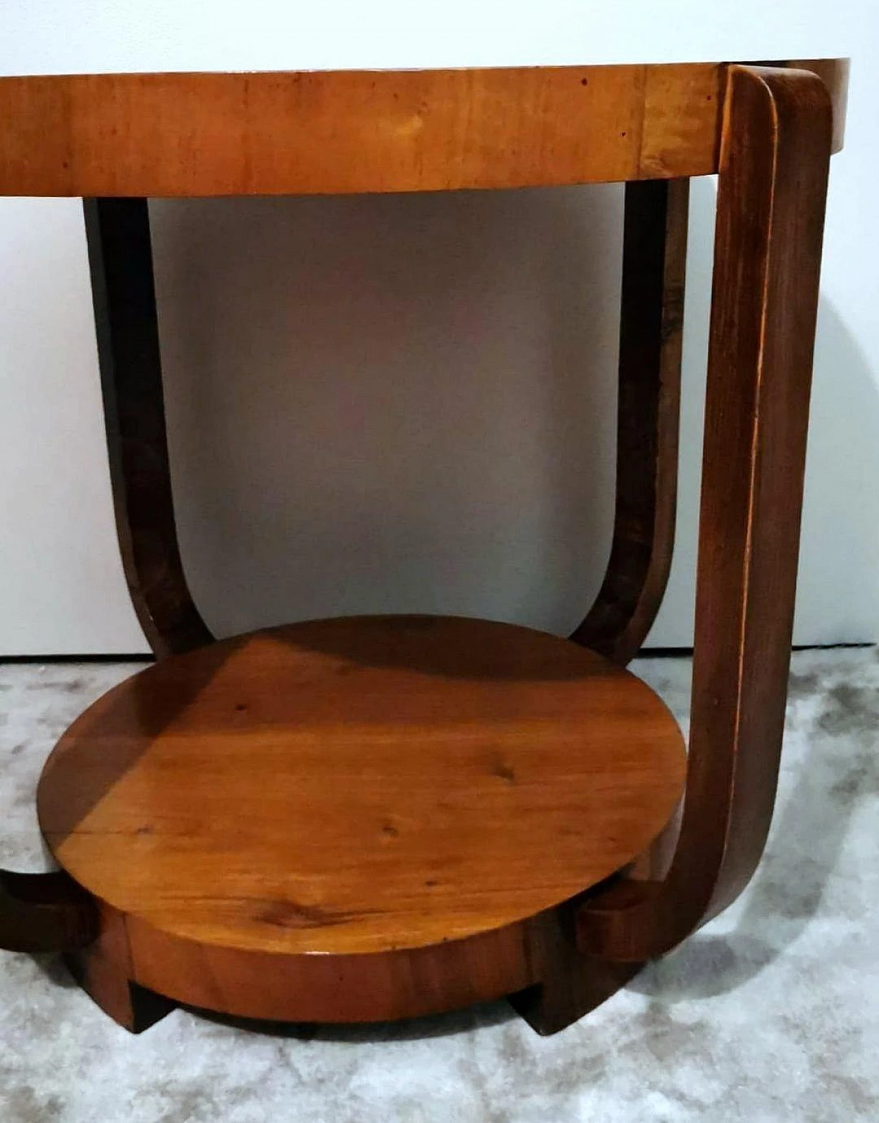 Art Deco round walnut coffee table, 1930s 14