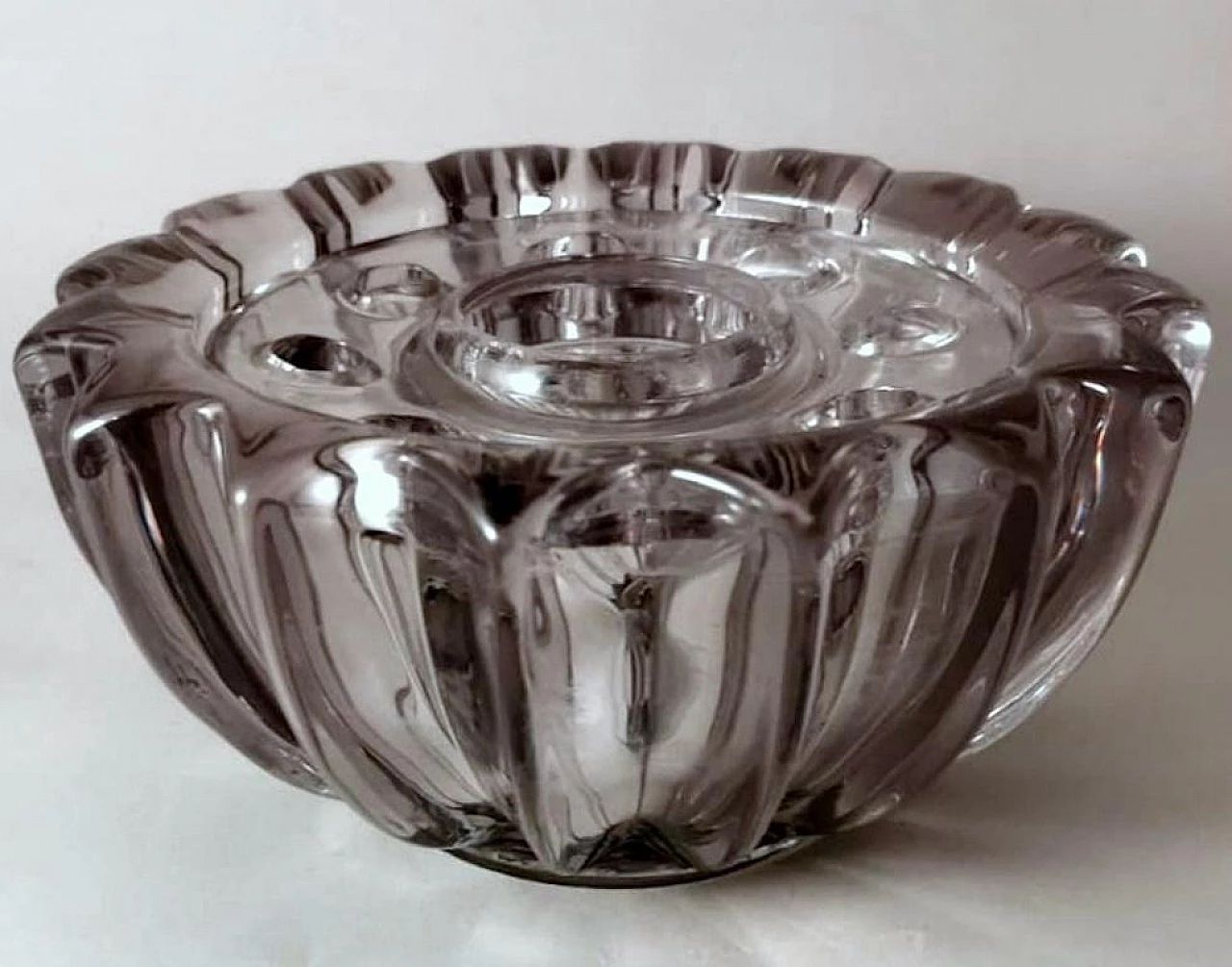 Purple glass flower holder bowl by Pierre D'Avesn, 1930s 3