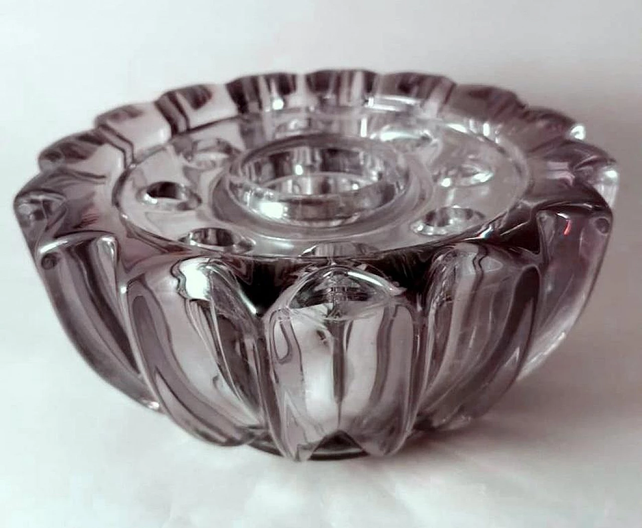 Purple glass flower holder bowl by Pierre D'Avesn, 1930s 6
