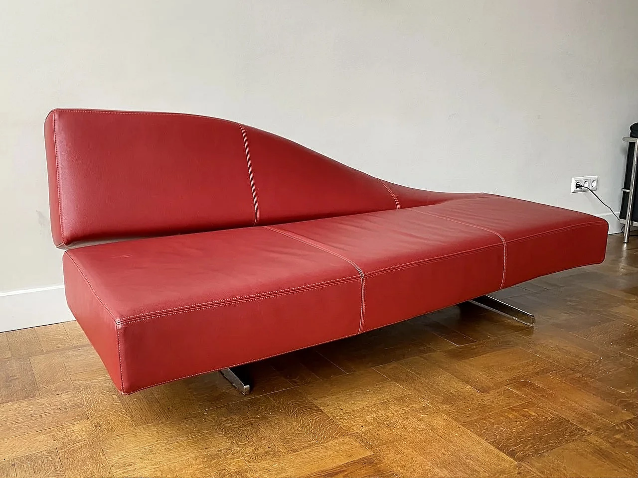 Aspen 180 sofa in red leather by J.M. Massaud for Cassina, 2005 2