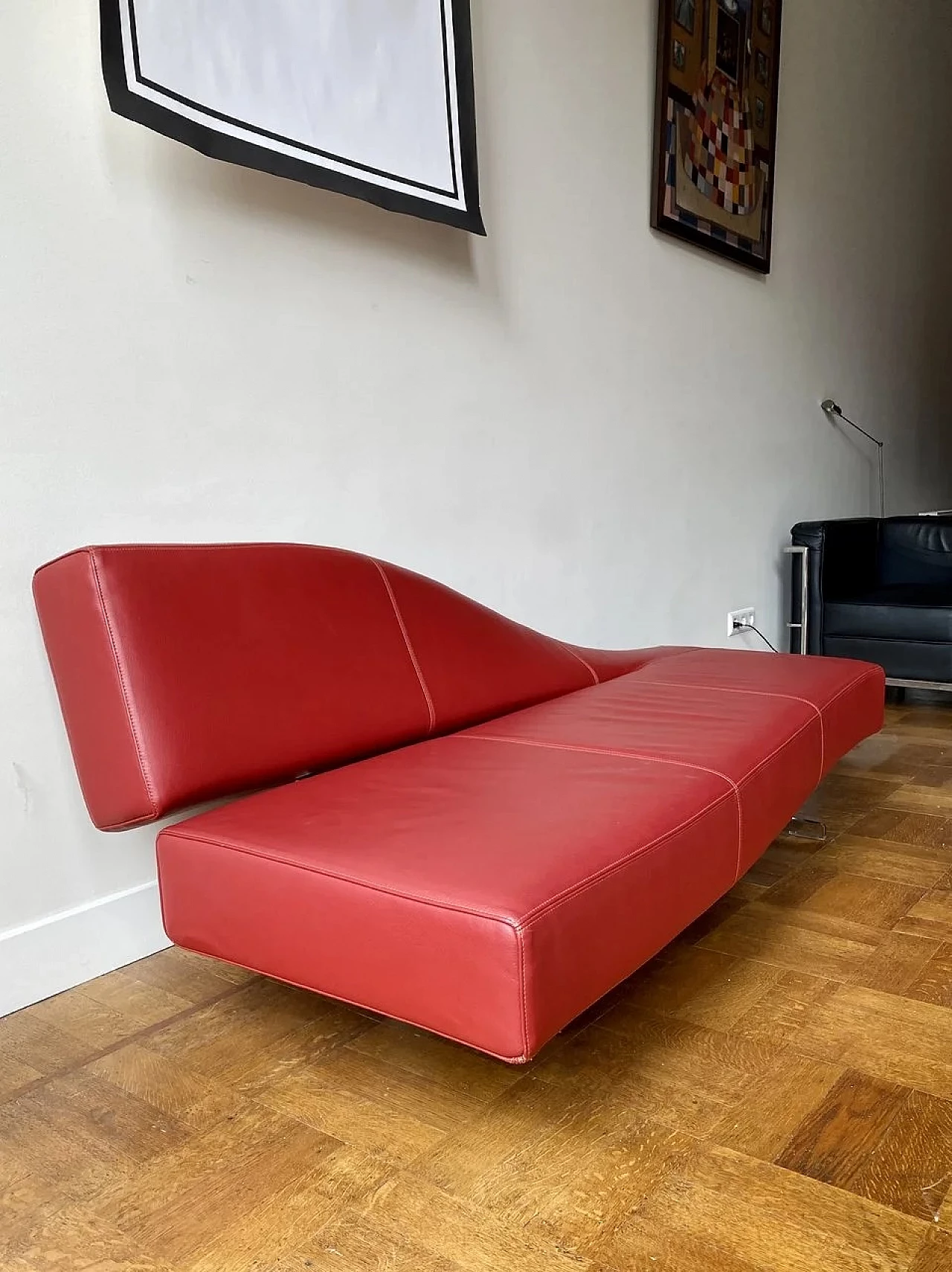 Aspen 180 sofa in red leather by J.M. Massaud for Cassina, 2005 3