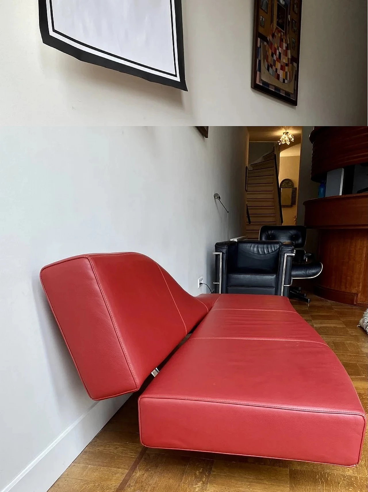 Aspen 180 sofa in red leather by J.M. Massaud for Cassina, 2005 4