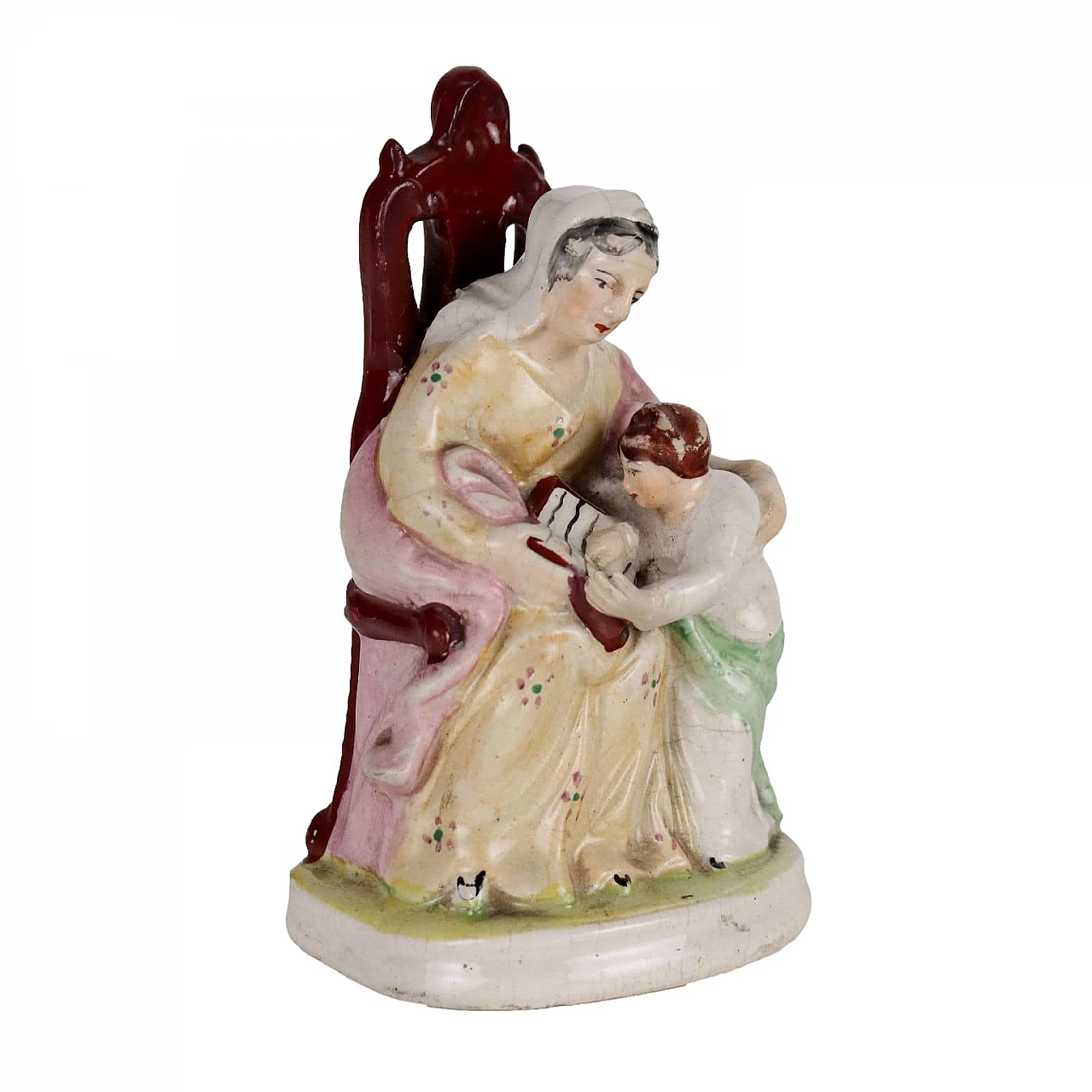 Woman and child, sculpture in Staffordshire porcelain, 19th century 1