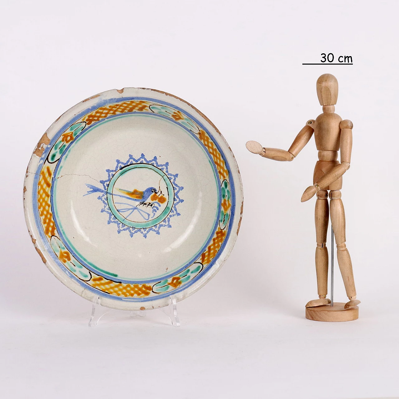 Majolica of Grottaglie bowl with decorations, 19th century 2