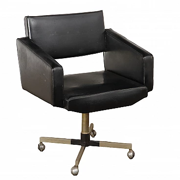 Swivel armchair in leatherette and aluminium, 1960s
