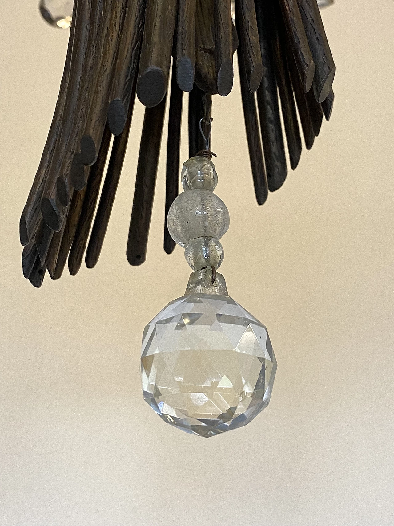 Bouquet-shaped chandelier in brass, bronze and glass, 1960s 6