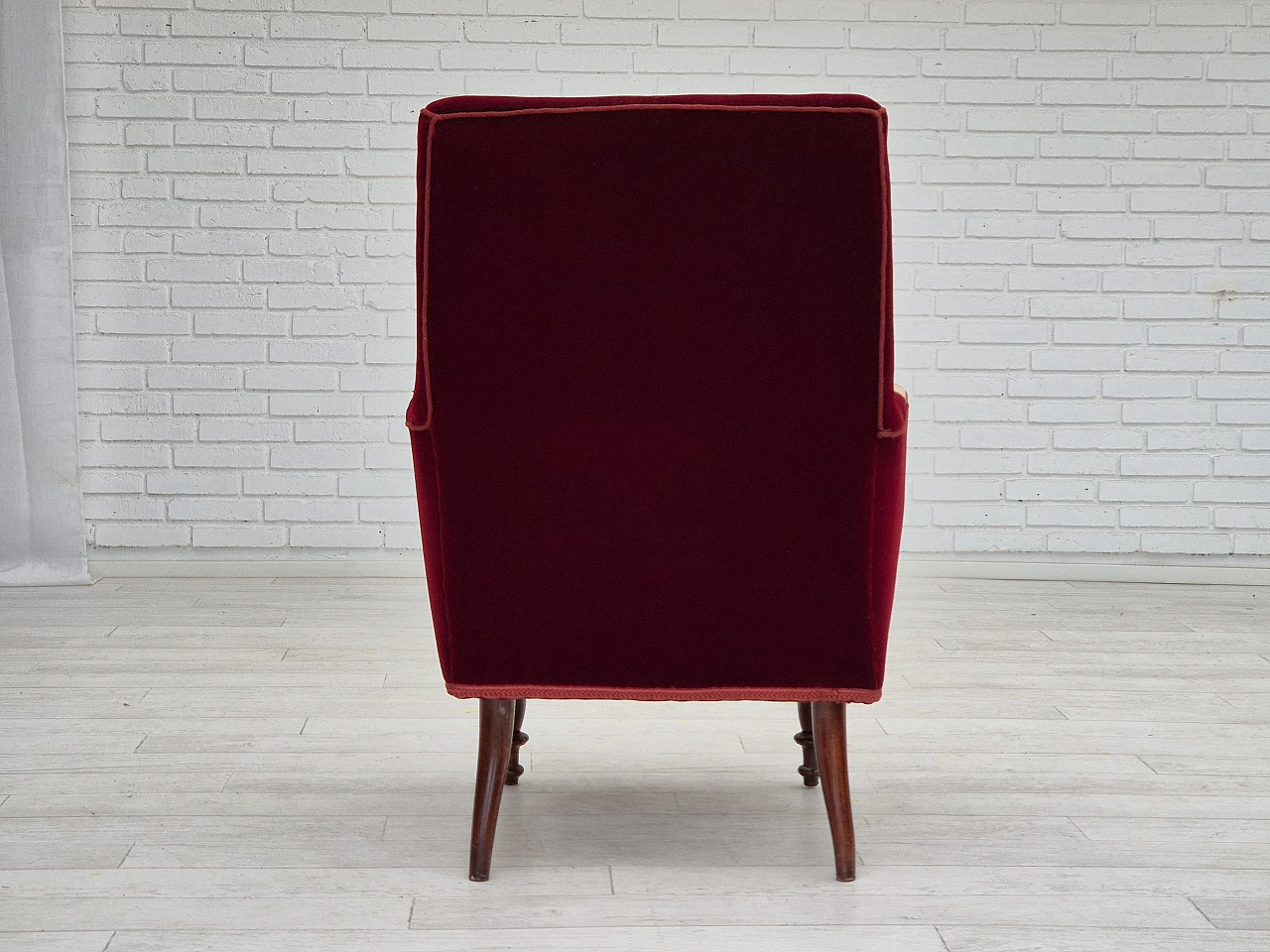 Danish highback armchair with wool patches, 1950s 8
