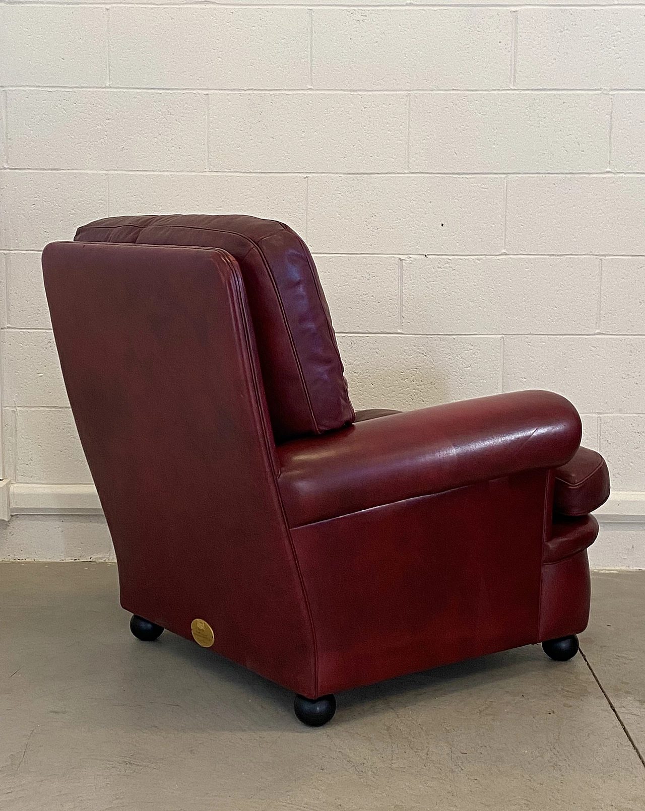 Red leather armchair by Frau, 1980s 4