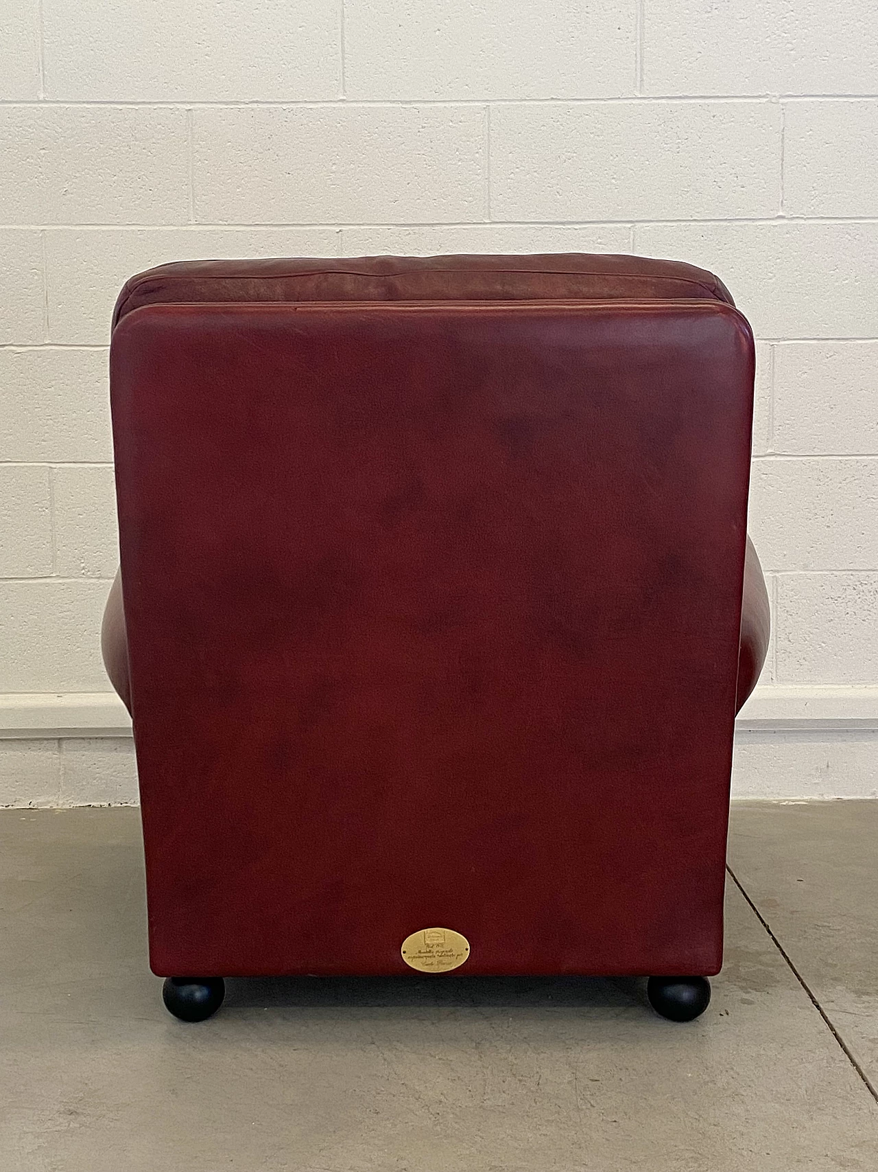 Red leather armchair by Frau, 1980s 6