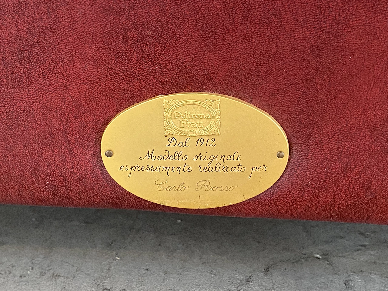 Red leather armchair by Frau, 1980s 9