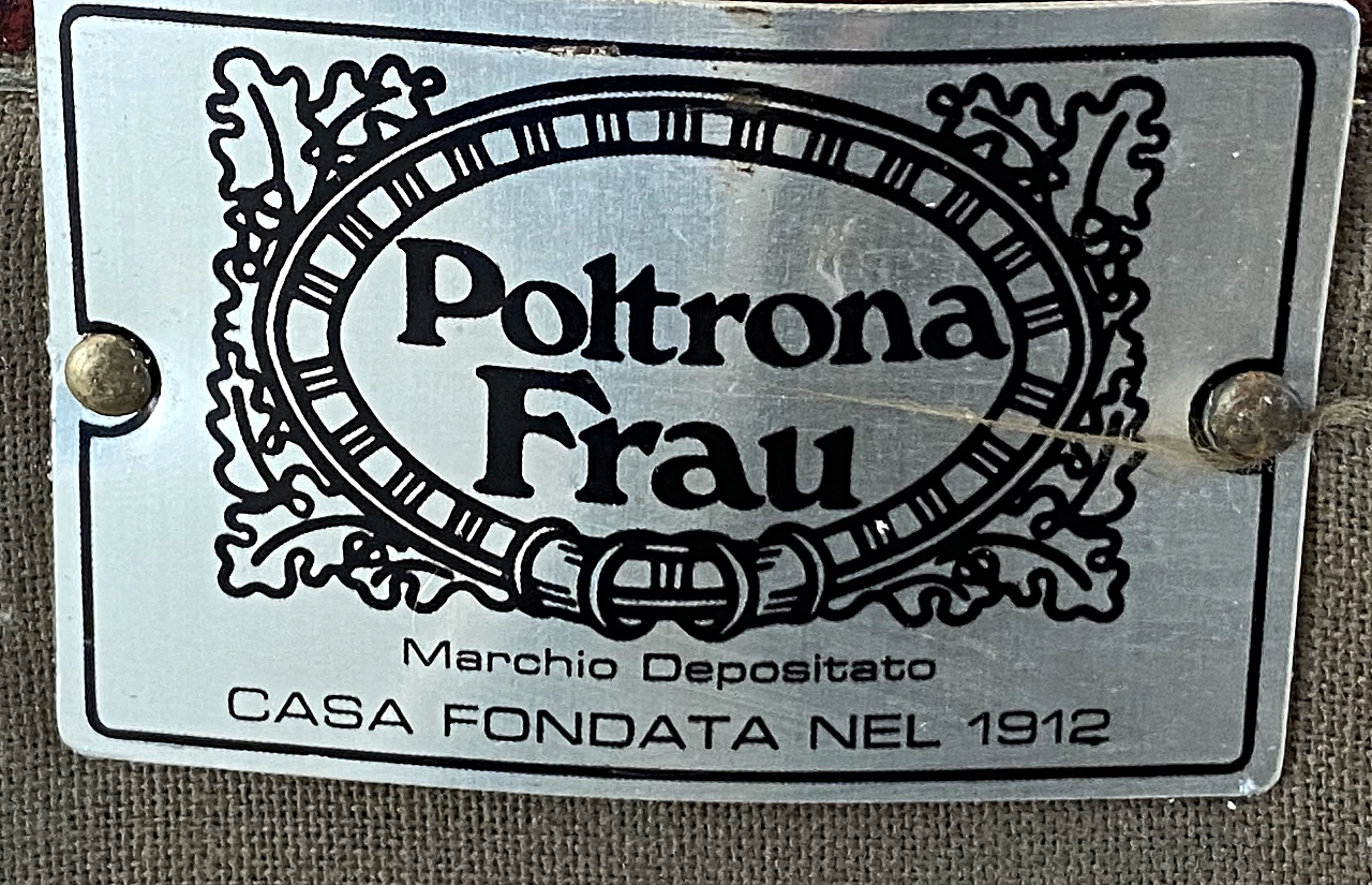 Red leather armchair by Frau, 1980s 10