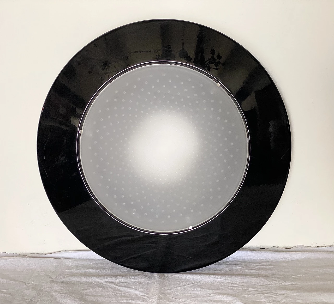 Pair of Mira/P ceiling lights in glass and metal by Arteluce, 1990s 2