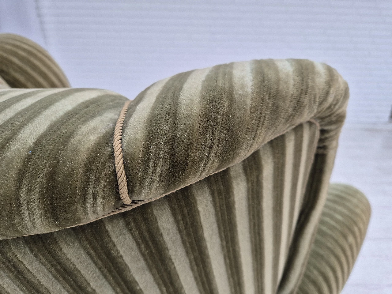 Danish green velvet armchair with high back, 1960s 8