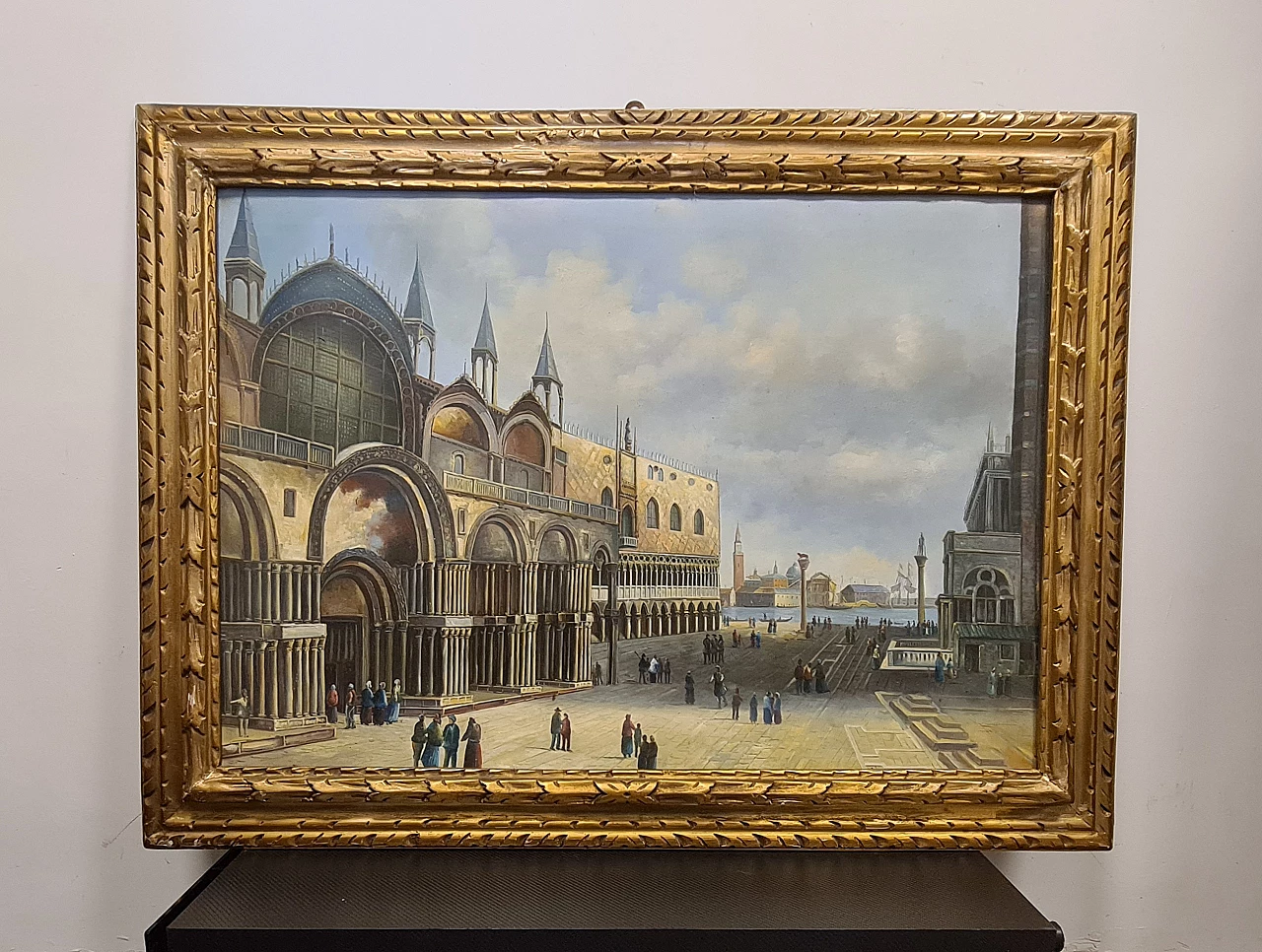 Veduta di Piazza San Marco a Venezia, olio su tela, anni '50 1