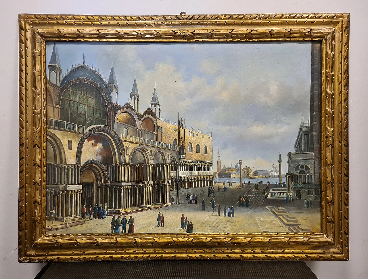 Veduta di Piazza San Marco a Venezia, olio su tela, anni '50 2