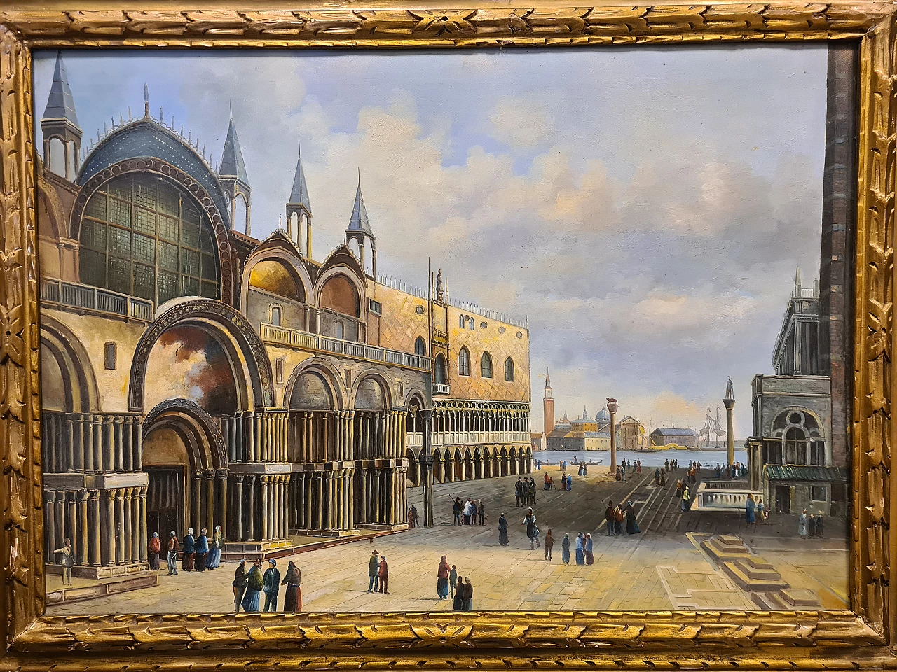 Veduta di Piazza San Marco a Venezia, olio su tela, anni '50 3