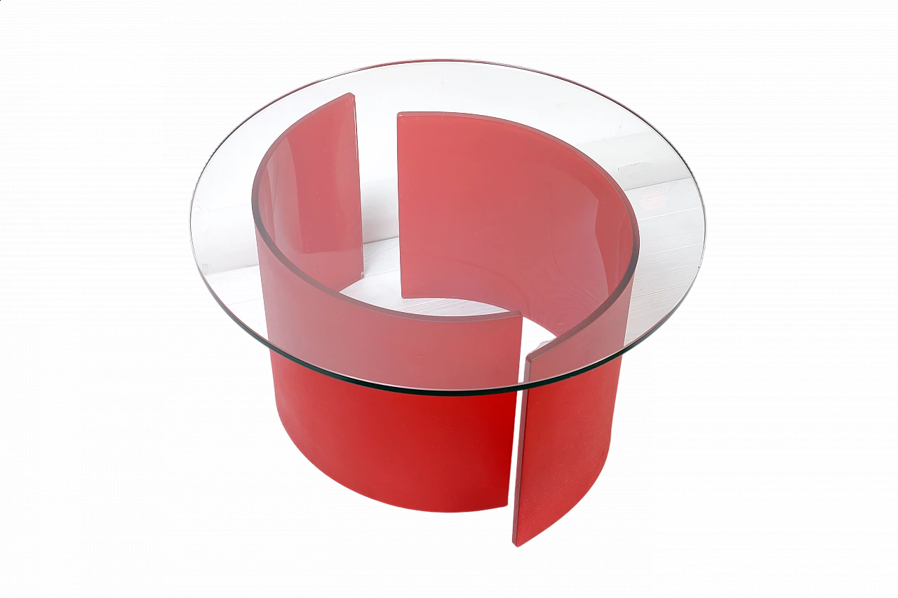 Tavolino rosso in vetro, anni '90 17