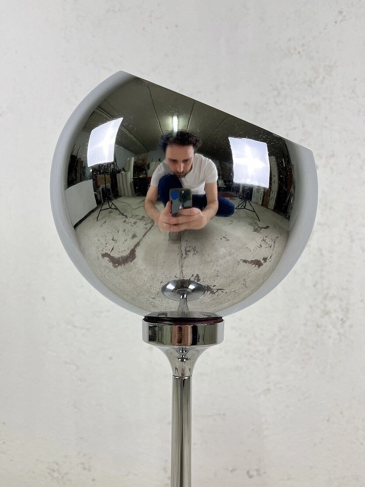 Posacenere da terra Space Age in acciaio di Reggiani, anni '60 10