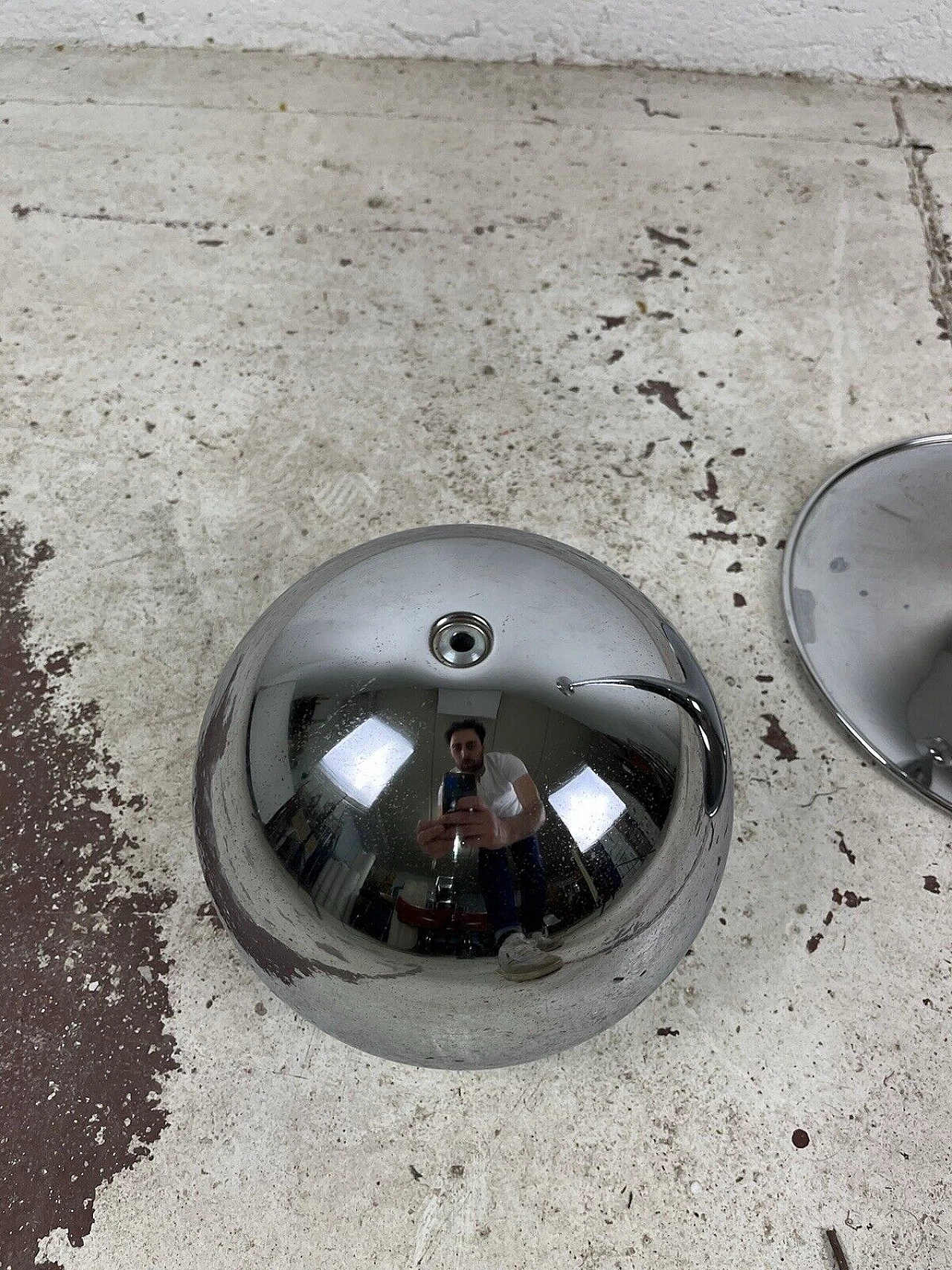 Posacenere da terra Space Age in acciaio di Reggiani, anni '60 12