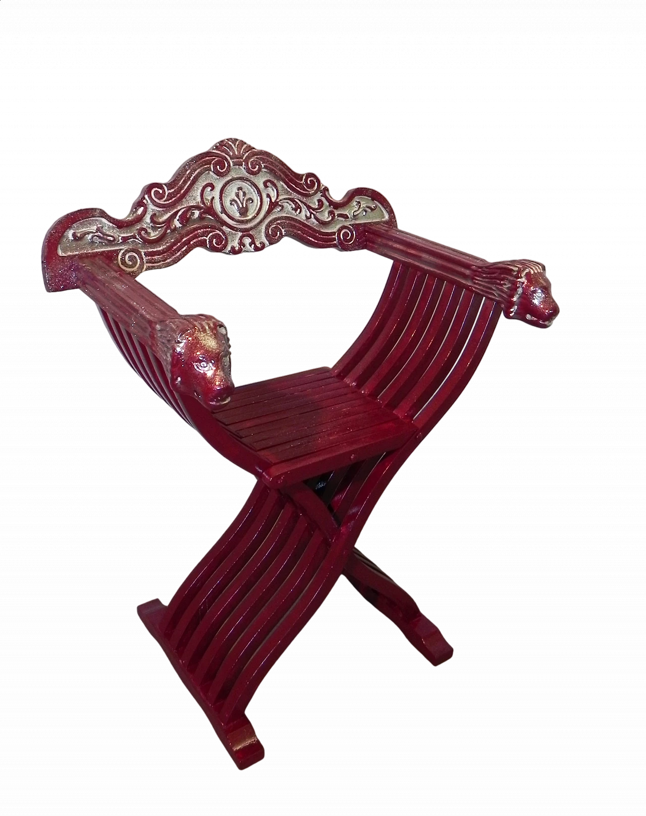 Sedia Savonarola in noce dipinto, anni '60 19