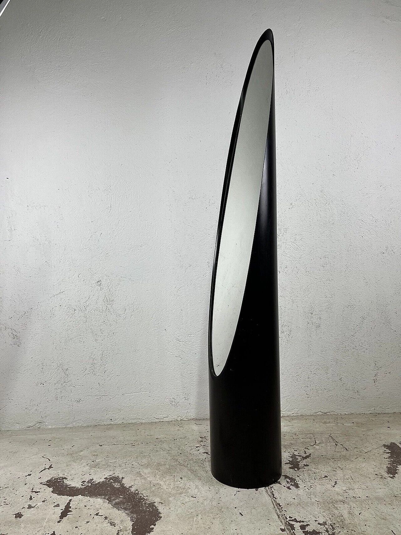 Specchio Unghia in plastica nera, anni '70 3